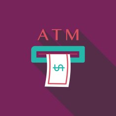 atm flat icon with long shadow N22