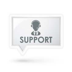 support word with service icon on a speech bubble