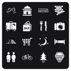 Tourist locations icon set