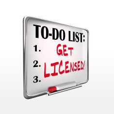 the word get licensed on to-do list whiteboard