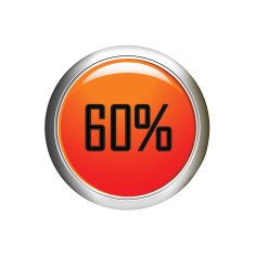 Internet button 60 percent discount icon on white background