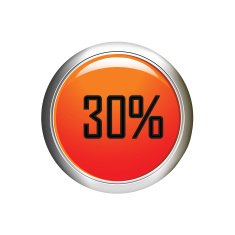 Internet button 30 percent discount icon on white background