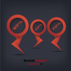 Black friday discount tag or sticker with different reductions N7