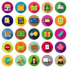 Set of 25 Flat Shopping & E-Commerce icons (Kalaful series)