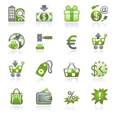 Commerce icons Gray and green series