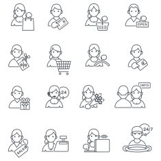 Shopping icons thin line
