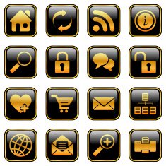 Website and internet icons golden series