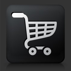 Black Square Button with Shopping Cart N10