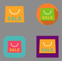 Flat Shopping Bag (with SALE wording) icons