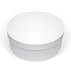Realistic white round package box for products