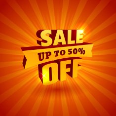 Red 3D vector text of sale discount price offer N15