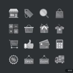 Shopping & Market Flat Style icons set