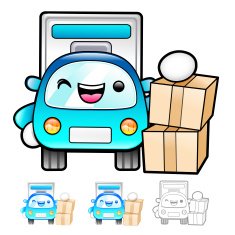 Delivery Truck mascot the hand is holding a box
