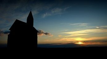 church silhouette on the evening sky