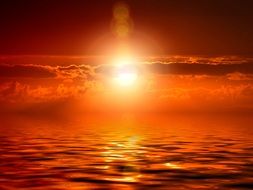 Landscape of the bright red and brown sunset