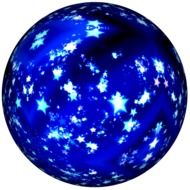 Christmas decoration in the form of a blue round ball