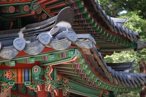 Roof of the palace among the forest in Seoul