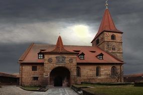 st Georgeâs church at cloudy weather, germany, nuremberg, kraftshof