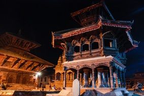 night photography of the temple in Nepal
