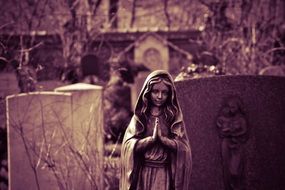 Virgin Mary statue on the cemetery