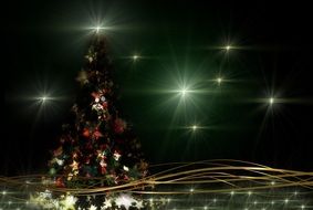 christmas atmosphere with stars and tree