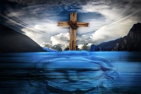 picture with reflection of jesus in water