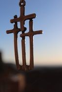 crosses against blue sky