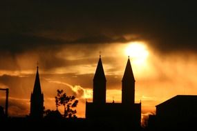 church silhouette on sunset background