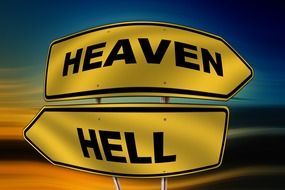 Clipart of to heaven and to hell road signs