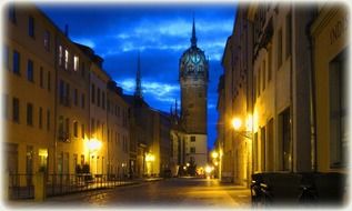 church on wittenberg street at night