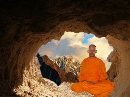 buddhist meditation in the cave