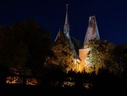 medieval church against the night sky