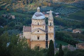 Aerial view of cathedral in montepulciano