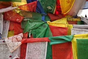 multicolored prayer flags in Nepal