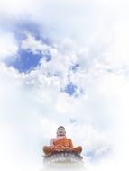 Buddhist statue on a background of white clouds