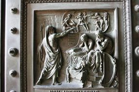 carved door in the church
