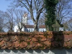 cemetery church and trees