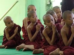 singing monks in a Buddhist temple