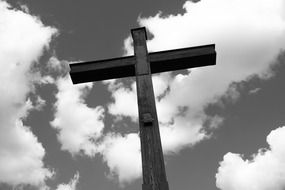 Black and white photo of Christ cross