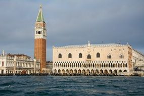 dogeâs palace and steeple view from water, italy, venice