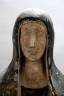 madonna head, wooden statue