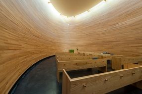 interior of kamppi chapel, finland, helsinki