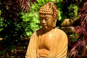 buddha statue in the garden on a sunny day