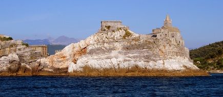 castle on the rock in Liguria, Italy