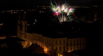 Colorful fireworks in the evening