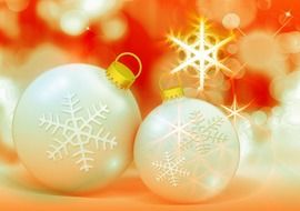 white ornamented christmas balls