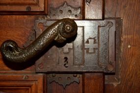 aged church door handle, germany, bavaria