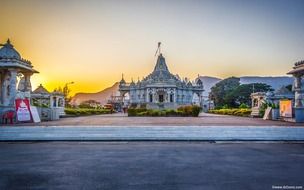 temple at sunset in india