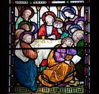 the last supper, stained glass church window, uk, England, bristol