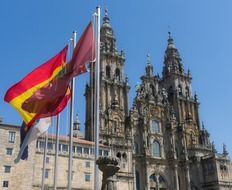 flags near the cathedral